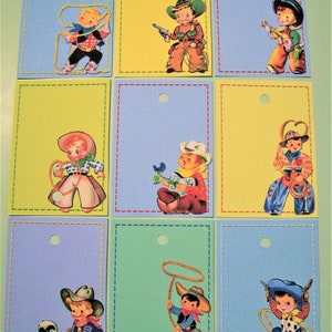 Etiquetas/cartões de preço de cowboy vintage dos anos 1950 - 50 (5 folhas +) VENDA POR ATACADO