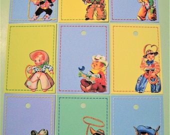 1950s Vintage Cowboy Price Tags/Cards - 50 (5 sheets+) WHOLESALE