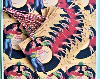 1950s Vintage RocknRoll Christmas Tags or Stickers - Choose