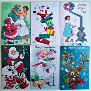 Vintage Retro Xmas Cards/Envelopes - Pk 6. CHOOSE DESIGN (2.99 Shipping Extra Packs)!!