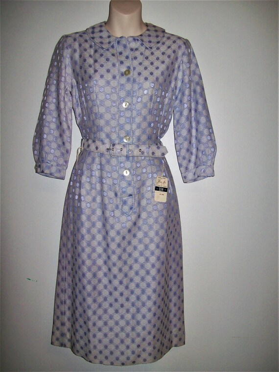 Vintage 1950s Deadstock Lilac Spot Wiggle Dress -