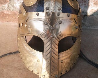 Casco de guerra vikingo: réplica de acero de 18 g - Disfraz de LARP de SCA