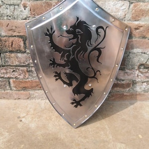 Bouclier médiéval de chevalier templier, bouclier de dragon, acier 18 g, cadeau pour Halloween et Noël