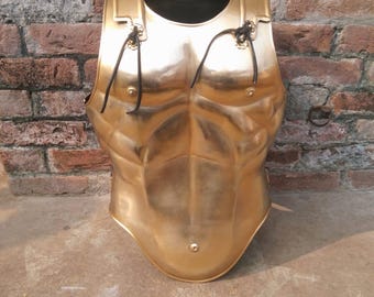 Golden Roman Muscle Armor Cuirass: Medieval Knight Jacket