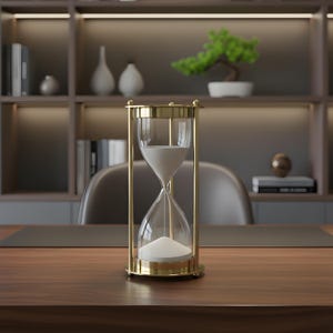 Gepersonaliseerde messing zandloper - vijf minuten messing zandloper, verjaardagscadeau, verjaardagscadeau, pensioencadeau, gedenkwaardig cadeau, kerstcadeau