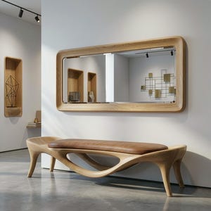 Rectangular Oak Wall Mirror – Modern Wooden Mirror for Entryway & Living Room – Rectangle Wall Mirror