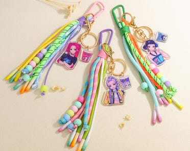 Kpop Keychain Charm, Colorful Braided Beaded Lanyard - Etsy