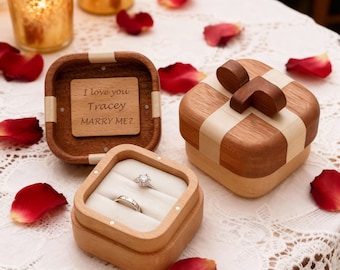 Personalized Wooden Ring Box, Gift Box Design, Proposal Keepsake