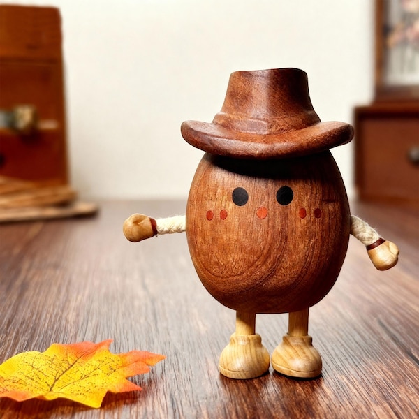 Handgemachte hölzerne Kartoffelfigur, Schreibtisch-Angst Relief-Dekor, lustiges Geschenk