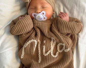 Personalisierter Baby-Pullover mit Namen | Besticktes Kinder-Sweatshirt | Geschenk zur Geburt | Individuelles Babygeschenk | Geburtstagsgeschenk für Mädchen und Jungen