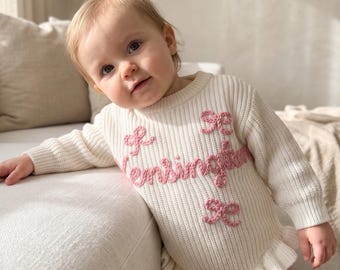 Combinaison en grosse maille - Combinaison personnalisée avec prénom pour enfant, Ensemble combinaison bébé prénom, Tenue personnalisée, Combinaison bébé fille, Cadeau de sortie de maternité
