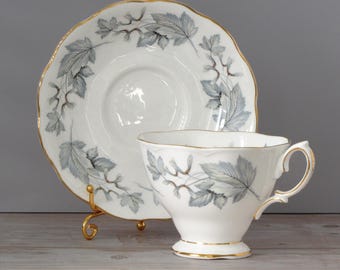 Royal Albert Silver Maple Teacup and Saucer, English Bone China