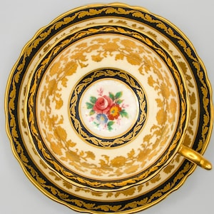 Vintage Paragon Gold & Cobalt Blue Cup and Saucer - Double Royal Warrant, England 1950s