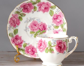 Vintage Queen Anne “Lady Alexander Rose” Demitasse Cup & Saucer, Mid-Century English China