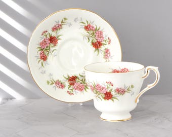 Paragon “English Flowers – Sweet Williams” Vintage Cup & Saucer, Fine Bone China, 1960s,  England