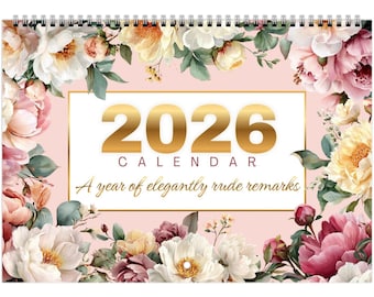 Calendario da parete floreale 2026 / Umorismo divertente per adulti