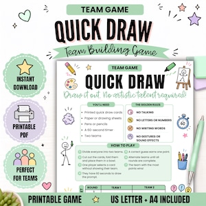 Quick Draw Office Drawing Game, Printable Team Building Activity (PDF)