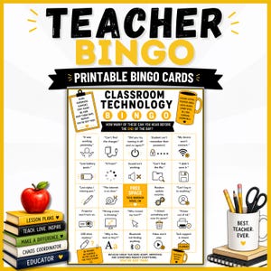Classroom Technology Bingo | Funny Teacher Game (Instant Download PDF)