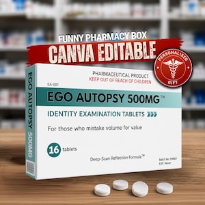 Editable Ego Autopsy Box Template, Funny Gag Office Humor, Editable Canva