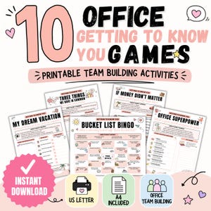 10 Getting to Know You Office Games Printable, Team Building Activities, Employee Onboarding Games, Staff Meeting Icebreakers PDF