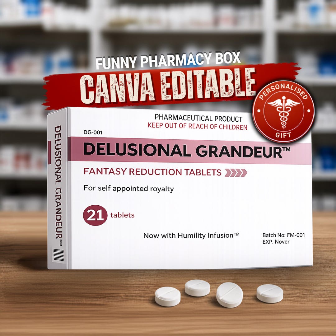 Canva Delusional Grandeur Box Template – Funny Gag Gift – Printable ...