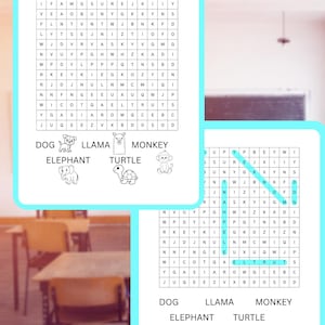 Animal Word Search Printable | Fun Kids Activity, Educational Worksheet, Classroom Game, Homeschool PDF, Instant Digital Download