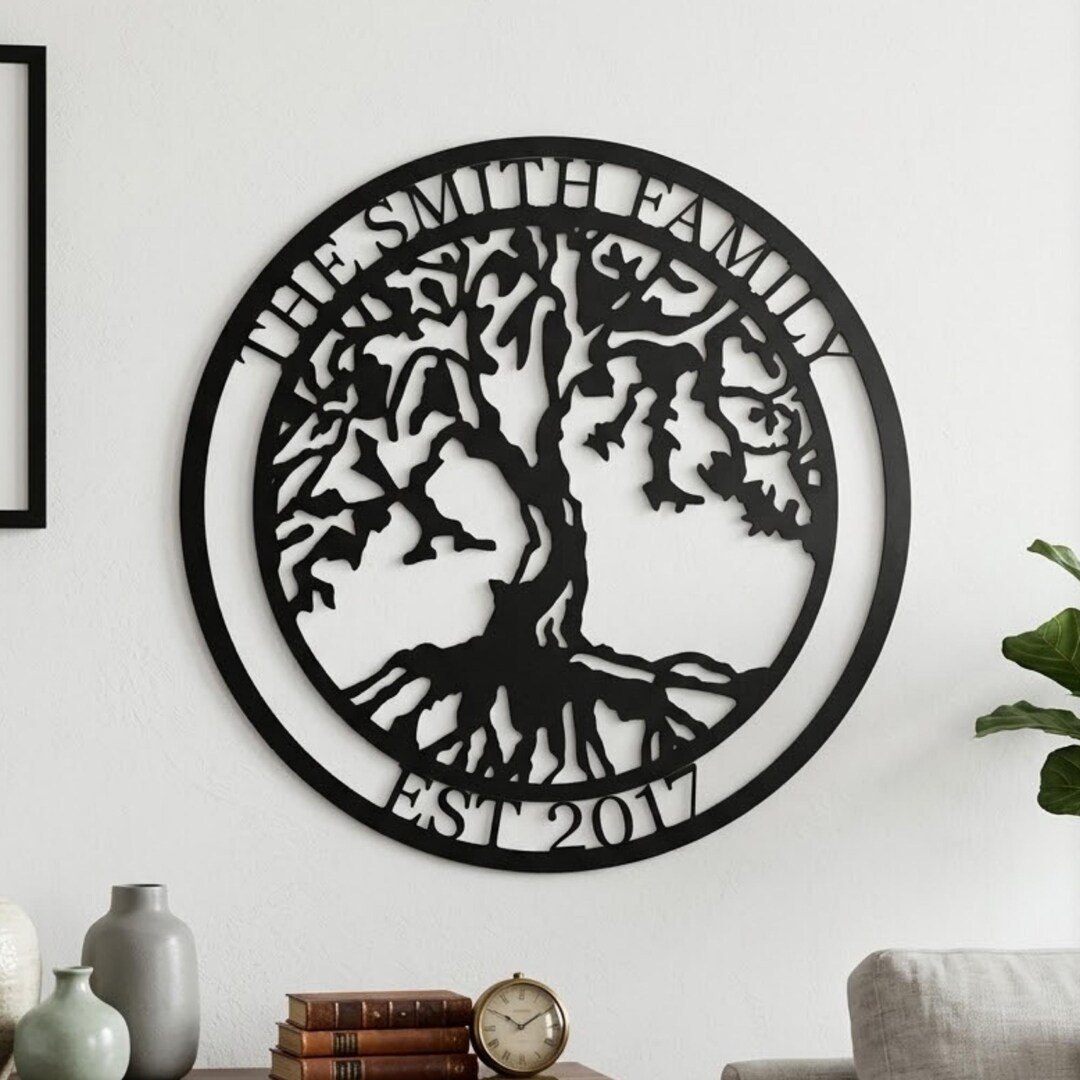 Personalized Tree of Life Metal Wall Art, Custom Family Name Sign ...