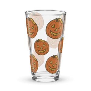 Vintage Halloween Pumpkin Pint Glass: Retro Jack O&#39;Lantern Barware