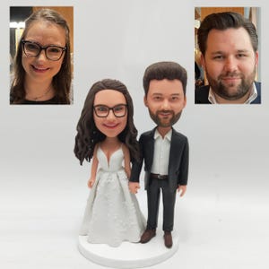 Figurine personnalisée pour couple de mariés – Figurine de décoration de gâteau personnalisée | Cadeau unique pour les mariés, souvenir d'anniversaire