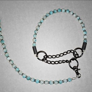 Beaded martingale dog collar with training tab