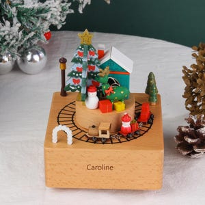 Personalized Wooden Christmas Music Box, Engraved Heirloom Gift