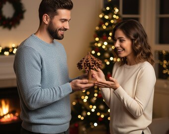 Salvamanteles artesanal de madera con forma de árbol de nieve, decoración navideña para la cocina