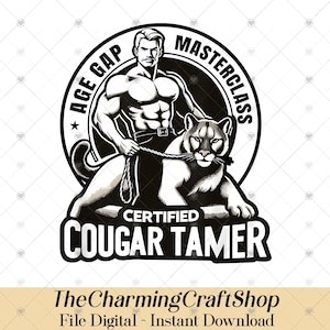 Rolig olämplig humor Certifierad Cougar Tamer Gag-fil Digital utskrivbar, rolig meme-parodi png