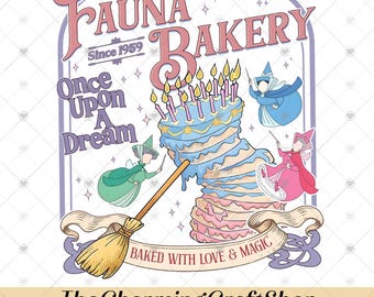 Fauna Bakery Once Upon A Dream File Digital Printable, Disney Fairy Flora Fauna PNG, Retro Disney Bakery Top PNG