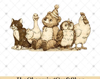 Little Bear & Friends File Digital Printable, Animal Kids, Animated TV Show PNG, Cute Animal PNG
