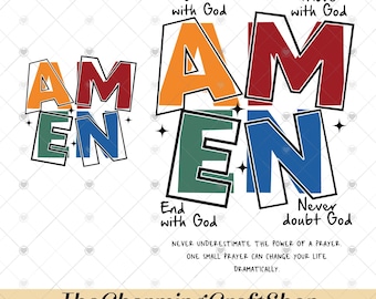 Retro AMEN Classic Letter File Digital Printable, Amen PNG, Religious Sublimation, Floral Christian Pearls Png