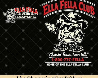 Ella Fella Club Western-Datei Digital Printable, Vintage Cowboy-Grafikdesign, Retro Texas-Maskottchen PNG, Country-Konzert-Shirt-Design