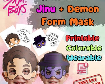 Jinu Saja Boys KPop Mask Printable, Kids Birthday Party Activity, Outdoor Craft, Party Favor PDF