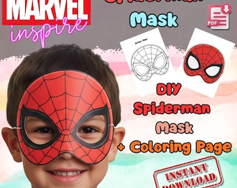 Spiderman Mask Printable, Kids Birthday Party Activity, Outdoor Garden Craft, Summer Party Favor PDF