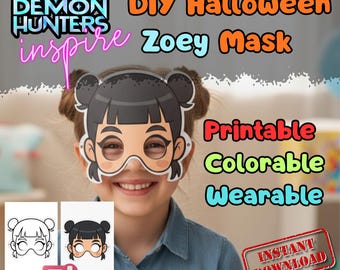 Zoey KPop Demon Hunters Mask Printable, Kids Birthday Party Activity, Outdoor Craft, Party Favor PDF