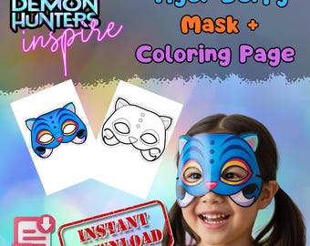 Printable Kpop Tiger Derpy Mask + Coloring Page, Kids Costume (PDF)