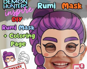 Rumi Costume Printable Halloween DIY Kpop Demon Hunters Girl Mask PDF Instant Download