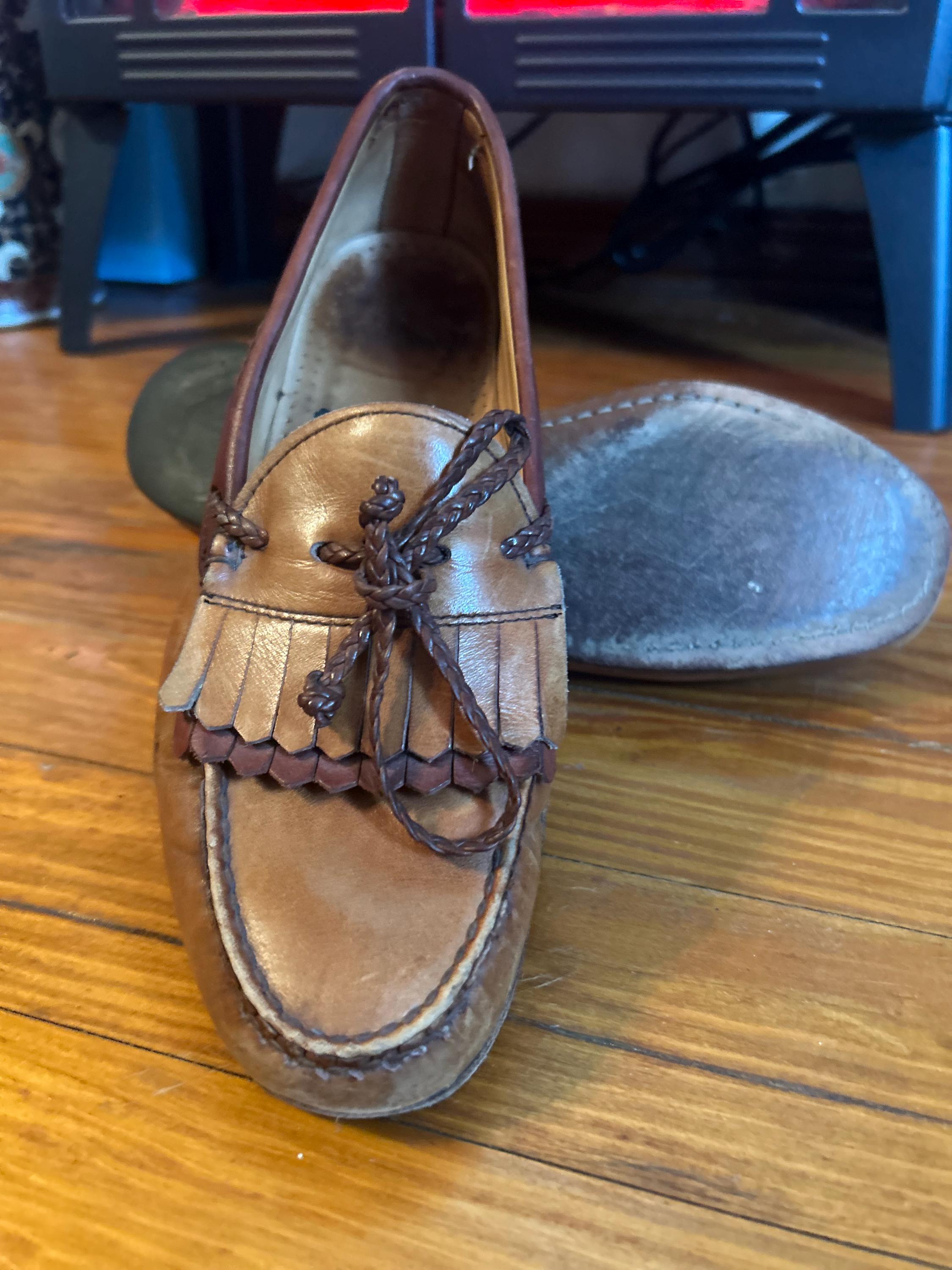 Allen Edmonds Woodstock Double Kiltie Tie Braid Loafers Vintage Allen Edmonds Woodstock Chili Double Braided Kiltie  main image 4
