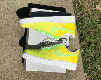 Nike Air Force 1 Custom Green Lemon Neon Sneakers