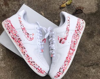 Nike Air Force 1 Custom Fusión Red Splash Shoes