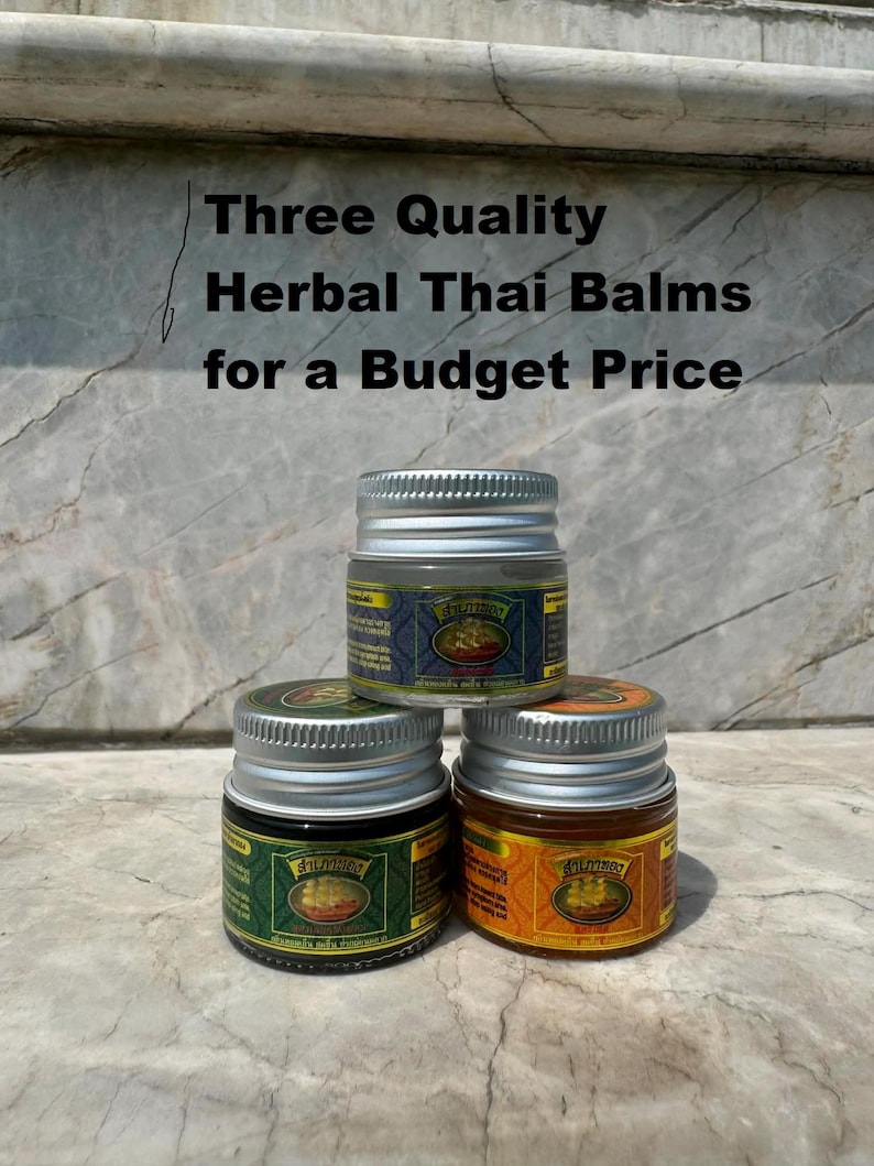 Sampaothong Thai Balm - Set of 3 X 10mg Jars - Traditional Thai ...