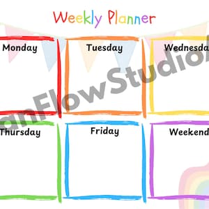 Kids Weekly Planner: Simple Undated Schedule (Digital Download PDF A4 Size)
