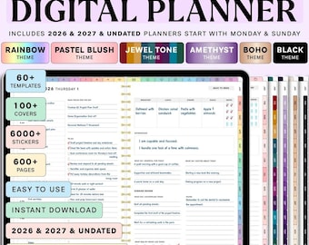 Planificador digital todo en uno, plantilla Goodnotes, semanal y diario (descarga digital)