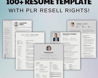 100 plantillas profesionales de CV y currículum: modernas, limpias y compatibles con ATS / Word + Canva