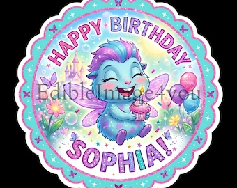 Bibble Barbie HappyBirthday Temat okrągły Jadalny obrazek Ciasto Obrazek Jadalna ozdoba na tort spersonalizowana